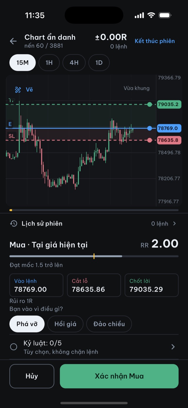 Backtest thủ công trên iPhone